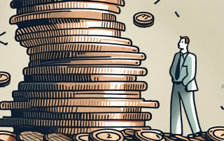 A safety net under a towering stack of coins