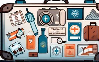 A suitcase adorned with travel stickers