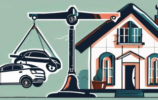 A pair of scales balancing a house and a car