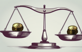 A pair of scales balancing a german coin and a safety helmet