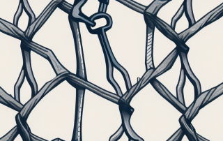 A broken tool (like a hammer or a wrench) wrapped in a safety net