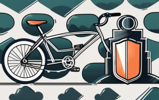A bicycle next to a safety shield symbol