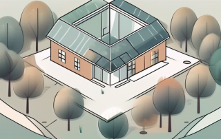 A nursing home with a protective shield symbolizing liability insurance