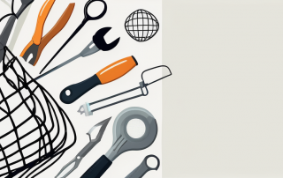 A safety net over a collection of various professional tools