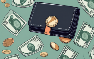 A wallet with coins and banknotes spilling out