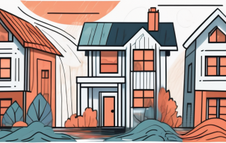 A house with different types of natural disasters surrounding it