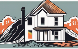 A house being affected by various elemental forces such as fire