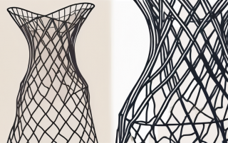 A broken vase under a safety net