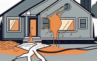 A home surrounded by various potential hazards such as a broken step
