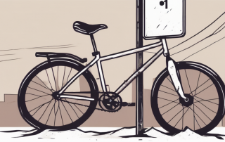 A bicycle with a broken lock next to a signpost
