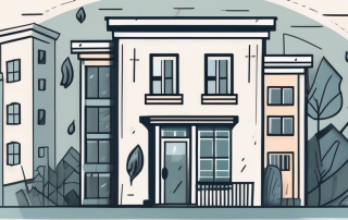 A residential building surrounded by various insurance symbols like a shield