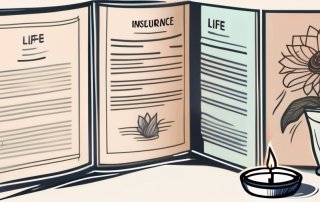 A life insurance policy document with a burning candle on one side