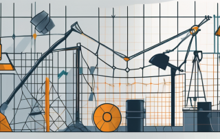 A safety net against a background of various professional tools and equipment