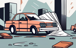 A car accident scene with visible damages on the vehicles
