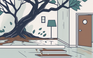 A home with various potential hazards such as a broken step