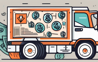 A large truck with multiple insurance-related icons like a shield