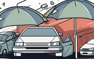 A car accident scene with two damaged vehicles