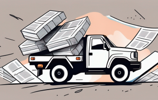 A 3.5 tonne truck with various insurance policy papers floating around it