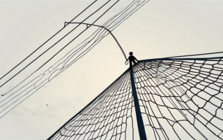 A safety net under a high wire to symbolize the security a disability insurance can provide