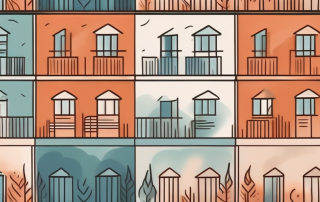 A residential building surrounded by elemental symbols of fire