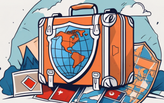 A suitcase adorned with travel stickers