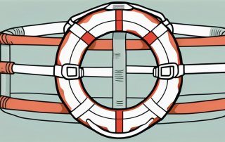 A lifebuoy intertwined with a safety helmet