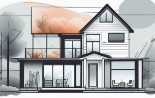 A house with different sections showing home contents like furniture