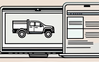 A computer with a truck on the screen
