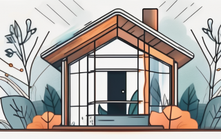 A house surrounded by various natural elements like fire