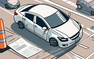 A car parked on the street with a visible dent or scratch