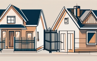 A pair of neighboring houses separated by a fence