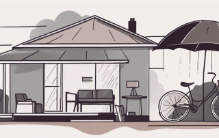 A house and personal belongings like a bicycle