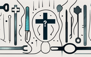 A broken tool (symbolizing disability) and a medical cross (symbolizing pre-existing conditions)