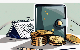 A wallet containing a few coins and a safety shield