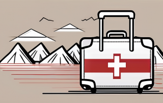 A travel suitcase with austrian flag design