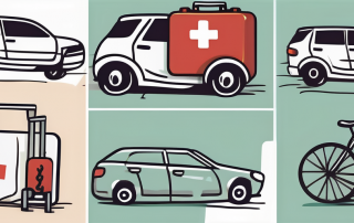 Various objects related to accidents like a broken bicycle