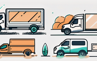 Various types of commercial vehicles like a delivery truck