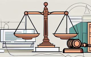 A computer with a gavel on the screen