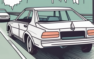 A car with a noticeable dent and scratch marks