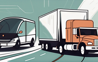 A private car and a large truck on a road