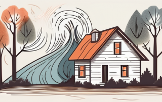 A house being protected by a symbolic shield from natural elements like fire