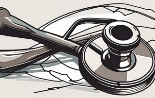 A broken tool representing a profession (like a shattered hammer or a cracked stethoscope)