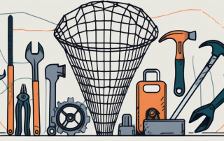 A safety net over a collection of various work tools