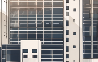 A residential building with a protective shield symbol hovering over it