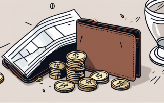 A wallet with coins and banknotes spilling out