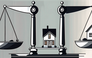A balance scale with a house and a car on one side