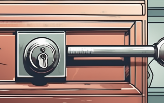 A key being inserted into a bank safe