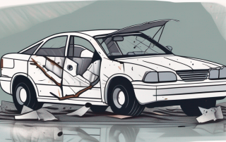 A damaged car with visible internal parts