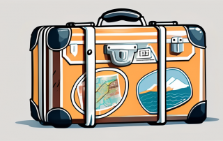 A suitcase adorned with travel stickers