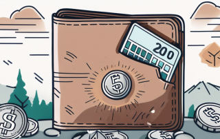 A wallet with coins and bills coming out